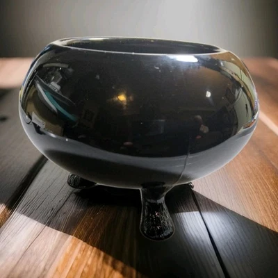 Viking Glass Flowerlite Bowl Vintage Ebony Black - Image 1 of 4