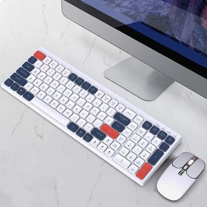 Keyboard Mouse Combo 2.4G Wireless Round Keycaps Ergonomic Type C Charge K AM - Afbeelding 1 van 24