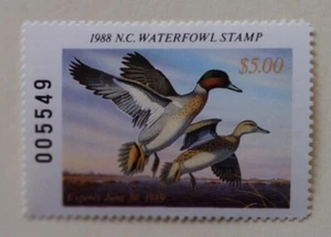 North Carolina Duck Stamp, 1988, sc#NC6, Mint, NH, OG - Picture 1 of 2