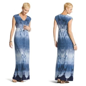 Chico's langes Maxikleid V-Ausschnitt ombre Paisley Damen 1 M Empire-Taille ärmellos - Bild 1 von 6
