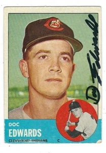 Autographed 1963 TOPPS #296 DOC EDWARDS Cleveland Indians card w/ COA  - Picture 1 of 1