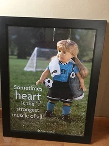 American Girl Soccer "Sometimes Heart Is The Strongest Muscle" Framed Picture - Picture 1 of 12
