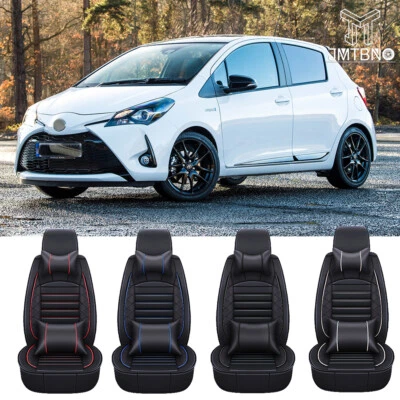 Fundas de asiento de auto de 5 asientos delanteras + traseras de cuero PU para Toyota Yaris Hatchback Foto 1 de 4
