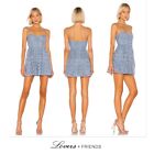 NEW Lovers & Friends TINSLEY LACE MINI DRESS DUSTY BLUE Size Large