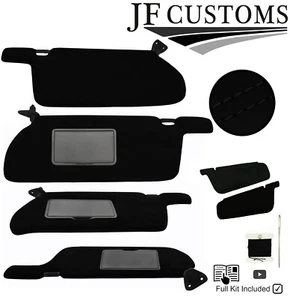 BLACK CROSS STITCH SUEDE 2X SUN VISOR COVERS FOR NISSAN SKYLINE R34 99-02 - Picture 1 of 7