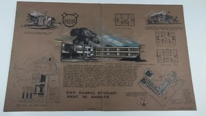 VINTAGE 1960S ORIGINAL ARCHITECTURAL ARTWORK ALL HAND DRAWN SCHOOL DEVELOPMENT - Picture 1 of 6
