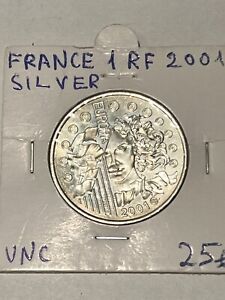 2001 France Silver 1 Euro=6,55957 Francs New Euro Conversion Europa .900 (22.2g)