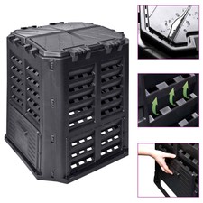 vidaXL Compostiera da Giardino Nera 360 L Composter Biocompostiera Organico