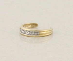14k Yellow Gold and White Gold Diamond Toe Ring Size 2 1/2 Adjustable - Imagen 1 de 5
