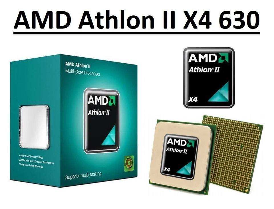 AMD Athlon II X4 630 Quad Core Processor 2.8 GHz, Socket AM2+/AM3, 95Watt CPU - Image 1 of 4