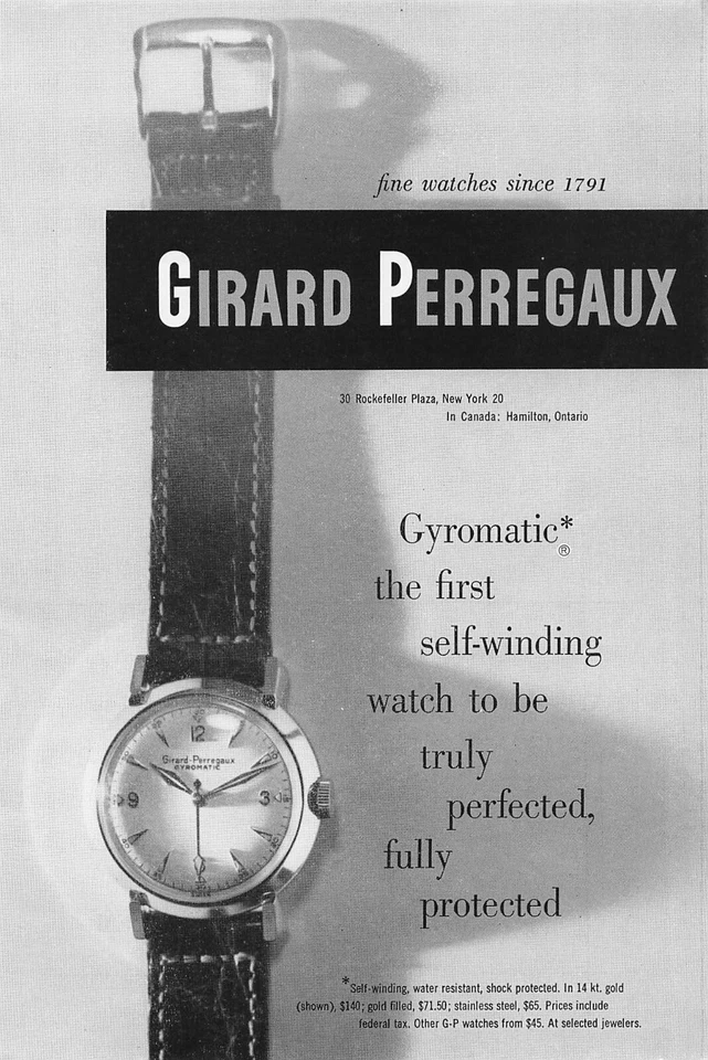 Relojes Girard Perregaux Anuncio Impreso Vintage Publicidad Reloj Publicidad 1951 Foto 1 de 1