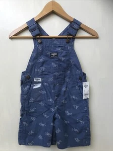 Osh Kosh Bgosh Vestbak Overall Blue Shark Print Shorts Size 4T Unisex NWT - Picture 1 of 3