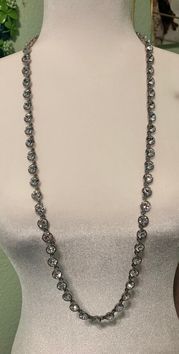 GIVENCHY Collana Vintage Maglia Cristallo Set Argento Lunghezza 36" Ottima!