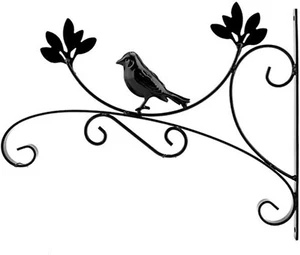 2 piezas Pájaro Hierro Montado en Pared Floral Soporte Spray Pintado Colgador Negro - Imagen 1 de 7