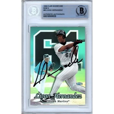 Livan Hernandez Signed 1999 Flair #83 Card AUTO Beckett Slabbed Miami Marlins - Изображение 1 из 4