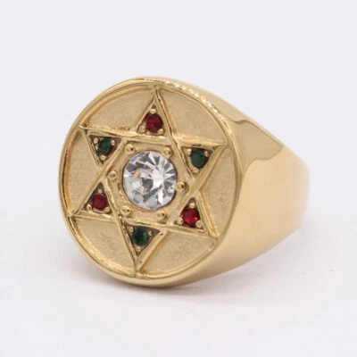 男式女式大卫之星戒指不锈钢表带奖章铸造宽铸礼物 — 第 1/4 张图片