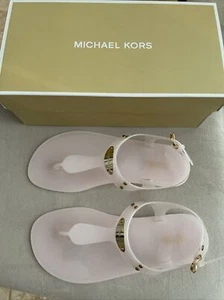 MICHAEL KORS MK PLATE JELLY Pink Slingback Thong Sandals Size 7 US NEW In Box - Picture 1 of 3