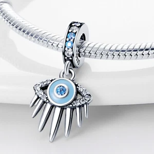 Hamsa Protección Mal de Ojos Colgante Suerte Azul Dije Genuino Plata Esterlina 925 - Imagen 1 de 1
