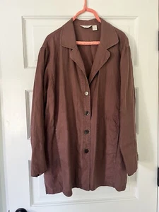 J. JILL Women Linen Blazer XL Brown Jacket Oversized Office Casual Comfy Loose - Picture 1 of 16