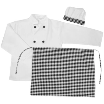 1 Set Kids Chef Costume Children Cooking Coat Hat Apron Performance Clothes - Image 1 of 4