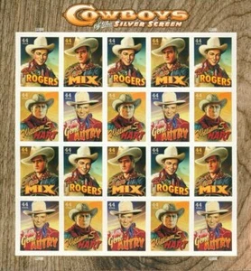 US: 2011 COWBOYS SILVER SCREEN; Complete Sheet Sc 4446-49; 44 Cents Rogers Autry - Picture 1 of 1