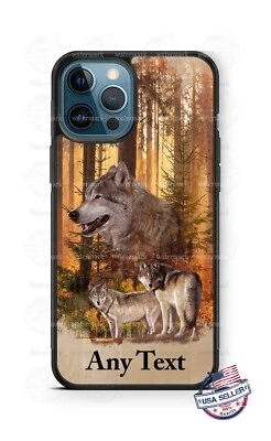 Wild Wolf Pack 2 Otoño Otoño Hojas Animales Salvajes Personalizado Teléfono Estuche Cubierta Foto 1 de 4