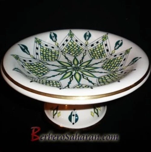 Frutero bereber argelino hecho a mano tamaño mediano en cerámica - verde Foto 1 de 1