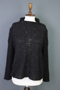 TRANSIT PAR SUCH Black Mesh Linen Sheer Mesh High Neck Sweater Size 3