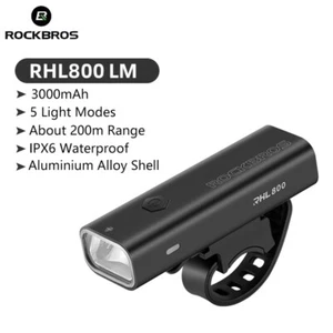 ROCKBROS LED Bike Light Front Bicycle Headlight Waterproof USB-C Rechargeable - Picture 1 of 10