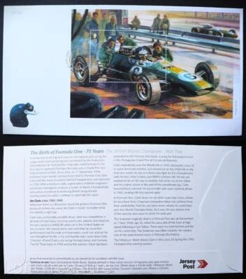 Jersey Stamps: "F1 British World Champions" Prt 2 First Day Cover £3 M/S 2021 - Image 1 of 3