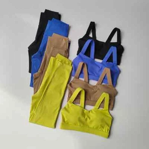 Conjunto de 2 piezas de yoga para mujeres Conjunto de traje de fitness Sujetadores deportivos Cintura alta Traje para correr rápido - Imagen 1 de 11