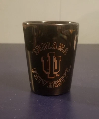 Indiana Hoosiers Shot Glass NCAA Black With Gold Logo Cover