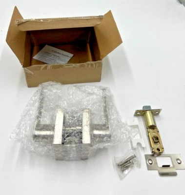 Maçaneta de porta de passagem interna de níquel acetinado resistente sem trava DL03SSNPS - Imagem 1 de 4