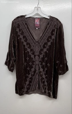 Top bordado de terciopelo para mujer Johnny Was - talla S Foto 1 de 4