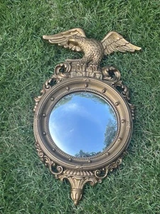 Vintage Federal Eagle Porthole Mirror Wall Convex MCM USA Plastic 17” X 9.5” - Picture 1 of 9