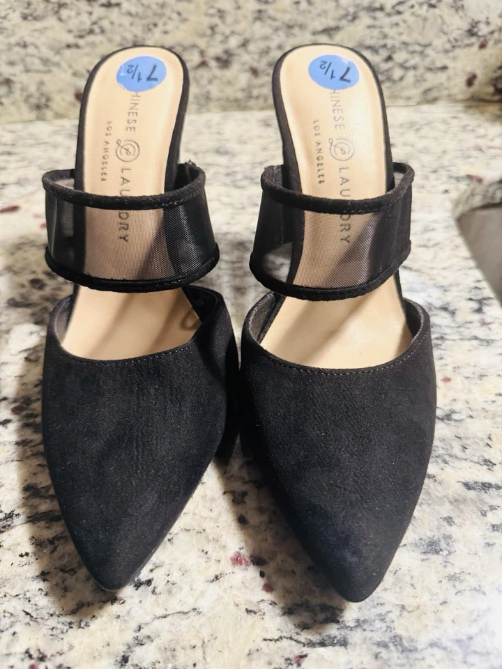 NWOB Chinese Laundry Women's Black Suede Sherman Mule Pumps 7.5 - Image 1 of 4