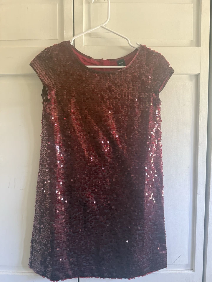 GapKids Girls Red Shift Short-Sleeve Sequined Chic Holiday Party Dress; XL (12) - Image 1 of 4