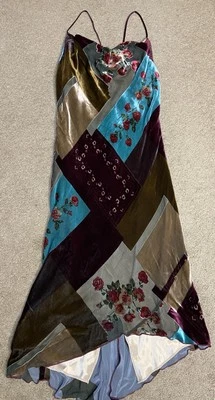 ABS Allen Schwartz Dress Sz 6 Velvet Lined Cross Straps Drape Back Y2K Vintage - Image 1 of 4