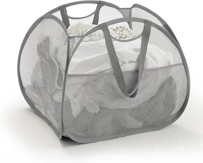 Collapsible Mesh Pop up Laundry Hamper w/ Handles Large Opening & Side Pockets - Image 1 of 4