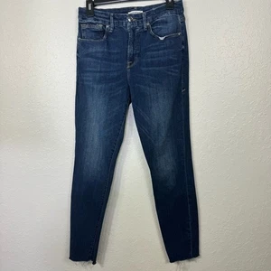 Good American Good Leg size 8 straight leg raw hem Classic Blue Women's Jeans - Picture 1 of 8