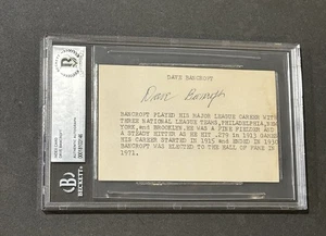 HOF DAVE BANCROFT SIGNED AUTOGRAPHED 3X5 INDEX CARD BECKETT BAS AUTHENTIC - Picture 1 of 2