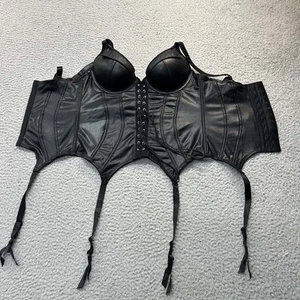Schwarzes Korsett Push up Größe Small Strumpfband Goth Demi Cup Seven Till Midnight - Bild 1 von 11