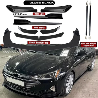 For Hyundai Elantra Front Rear Bumper Lip Spoiler Splitter Glossy Black Foto 1 de 4