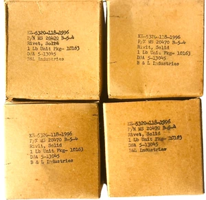 B&L Industries Solid Rivets – 4 Boxes, 1 lb Each, Aircraft Fasteners - Picture 1 of 5