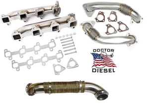 Stainless Exhaust Manifolds & Turbo Up Pipes for 07-10 6.6L Duramax Diesel LMM - Picture 1 of 7