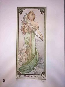 Alphonse Mucha litografia off set cm 50x70 con certificato - firma su lastra - Picture 1 of 7