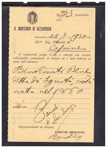 Cartolina Postale 30 + 30 c. 1930 DOMANDA Manicomio di Alessandria WD2920 - Picture 1 of 2