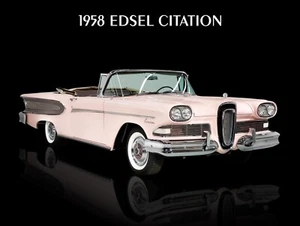 1958 Edsel Citation Pink Convertible NEW METAL SIGN: Original Look Restoration - Picture 1 of 1