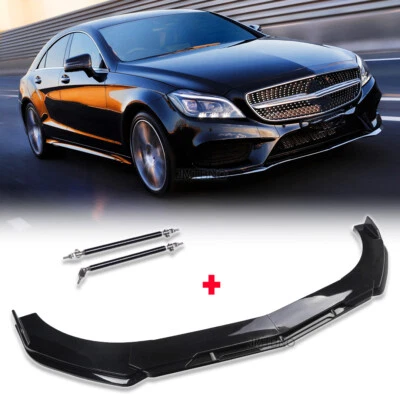 Front Lip Bumper Spoiler Splitter + Strut Rods For Mercedes-Benz CLS CLS500 CLA - Image 1 of 4