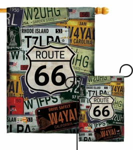 Ruta 66 Platos Jardín Bandera Histórico Patriótico Decorativo Regalo Patio Casa Banner - Imagen 1 de 17